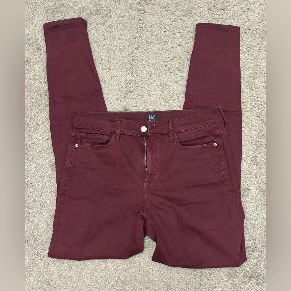 Gap Tall True Skinny Maroon Red Jeans
